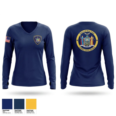 Womens Long Sleeve Vneck Shirt, NYS Courts, Police, Teamtime, Team time, sublimation, custom sports apparel, team uniforms, spirit wear, spiritwear, sports uniforms, custom shirts, team store, custom team store, fundraiser sports, apparel fundraiser