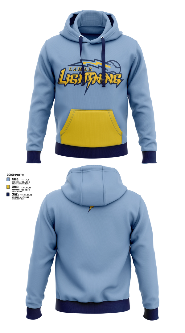 Hoodie, Lamar Lightening, Baseball, Teamtime, Team time, sublimation, custom sports apparel, team uniforms, spirit wear, spiritwear, sports uniforms, custom shirts, team store, custom team store, fundraiser sports, apparel fundraiser