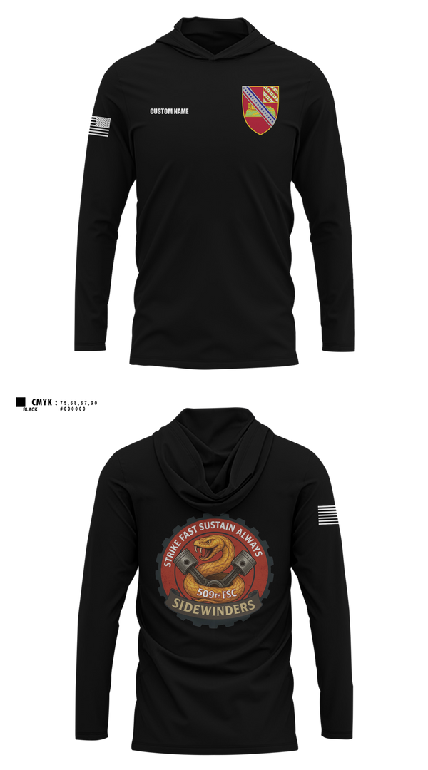 Long Sleeve Hooded Sun Shirt, 509th FSC, Army, Teamtime, Team time, sublimation, custom sports apparel, team uniforms, spirit wear, spiritwear, sports uniforms, custom shirts, team store, custom team store, fundraiser sports, apparel fundraiser