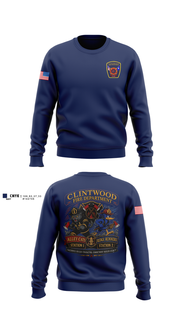 Crew Neck Sweatshirt, Clintwood Fire Department, Fire Department, Teamtime, Team time, sublimation, custom sports apparel, team uniforms, spirit wear, spiritwear, sports uniforms, custom shirts, team store, custom team store, fundraiser sports, apparel fundraiser