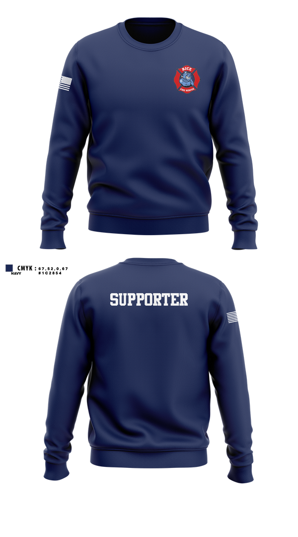 Crew Neck Sweatshirt, Rice Fire Dept, Fire Department, Teamtime, Team time, sublimation, custom sports apparel, team uniforms, spirit wear, spiritwear, sports uniforms, custom shirts, team store, custom team store, fundraiser sports, apparel fundraiser