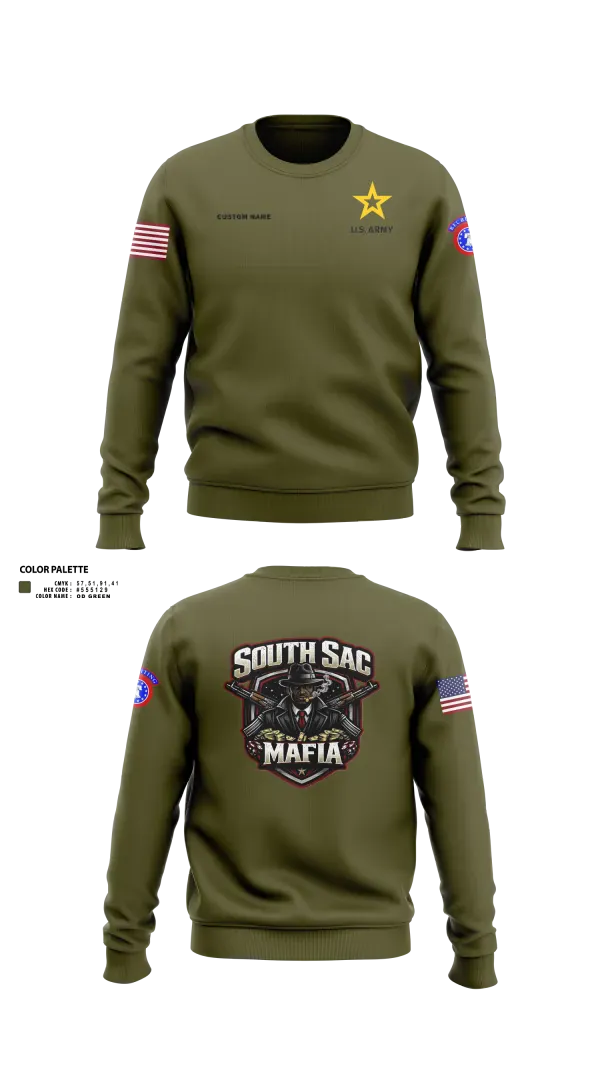 Crew Neck Sweatshirt, SAC SOUTH, Army, Teamtime, Team time, sublimation, custom sports apparel, team uniforms, spirit wear, spiritwear, sports uniforms, custom shirts, team store, custom team store, fundraiser sports, apparel fundraiser