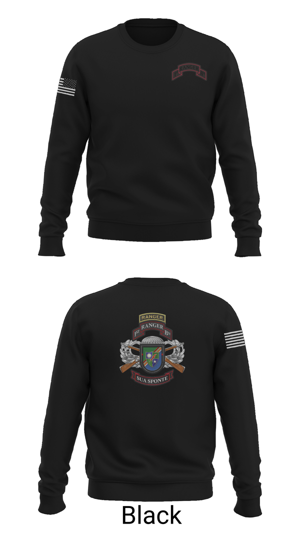 Crew Neck Sweatshirt, 1/75 Ranger Battalion, Army, Teamtime, Team time, sublimation, custom sports apparel, team uniforms, spirit wear, spiritwear, sports uniforms, custom shirts, team store, custom team store, fundraiser sports, apparel fundraiser