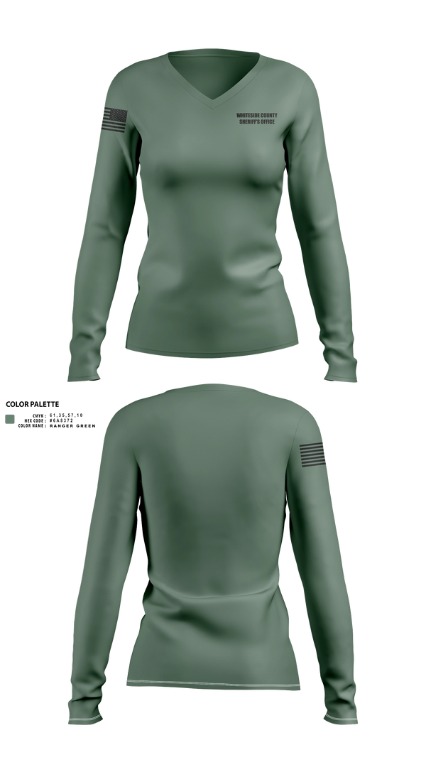 Womens Long Sleeve Vneck Shirt, Whiteside County Sheriff's Office, Police, Teamtime, Team time, sublimation, custom sports apparel, team uniforms, spirit wear, spiritwear, sports uniforms, custom shirts, team store, custom team store, fundraiser sports, apparel fundraiser