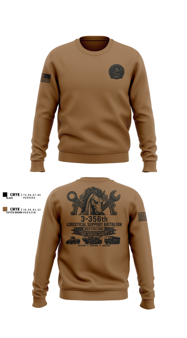 Crew Neck Sweatshirt, 3-356 LSB (Wild Stallions), Army, Teamtime, Team time, sublimation, custom sports apparel, team uniforms, spirit wear, spiritwear, sports uniforms, custom shirts, team store, custom team store, fundraiser sports, apparel fundraiser