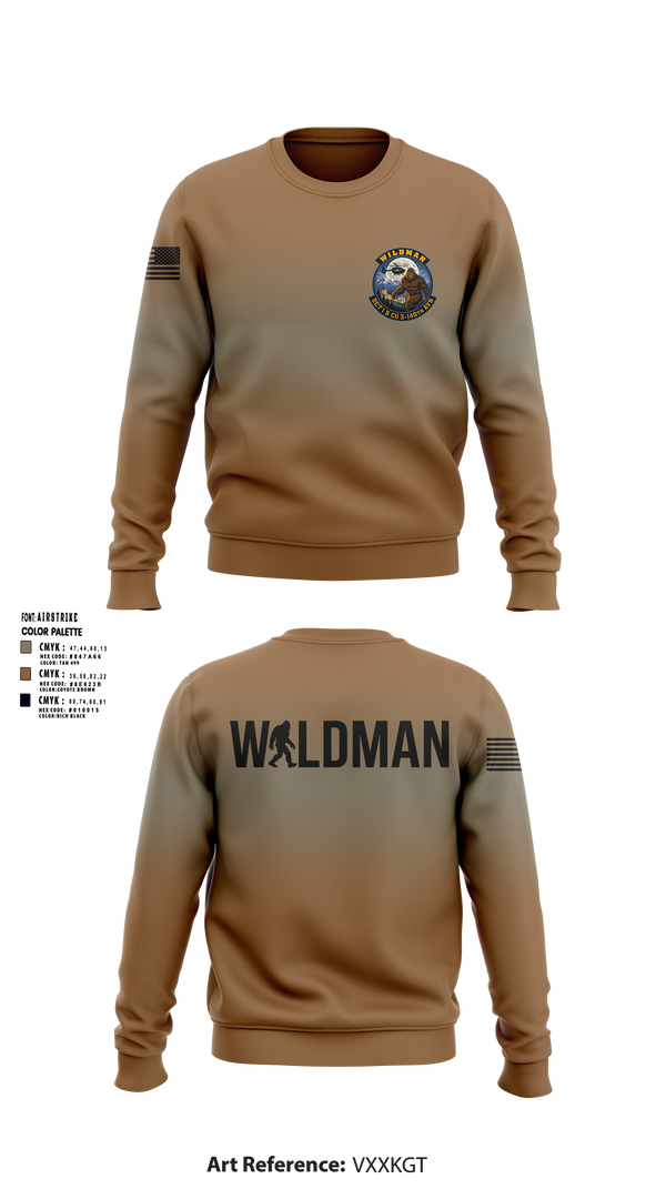Crew Neck Sweatshirt, Wildman, National Guard, Teamtime, Team time, sublimation, custom sports apparel, team uniforms, spirit wear, spiritwear, sports uniforms, custom shirts, team store, custom team store, fundraiser sports, apparel fundraiser