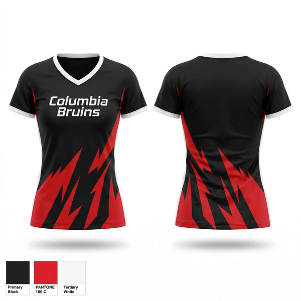 Womens Short Sleeve Vneck Shirt, Columbia Bruins, Cheer, Teamtime, Team time, sublimation, custom sports apparel, team uniforms, spirit wear, spiritwear, sports uniforms, custom shirts, team store, custom team store, fundraiser sports, apparel fundraiser