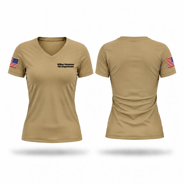 Womens Short Sleeve Vneck Shirt, Wilbar Volunteer Fire Department, Fire Department, Teamtime, Team time, sublimation, custom sports apparel, team uniforms, spirit wear, spiritwear, sports uniforms, custom shirts, team store, custom team store, fundraiser sports, apparel fundraiser