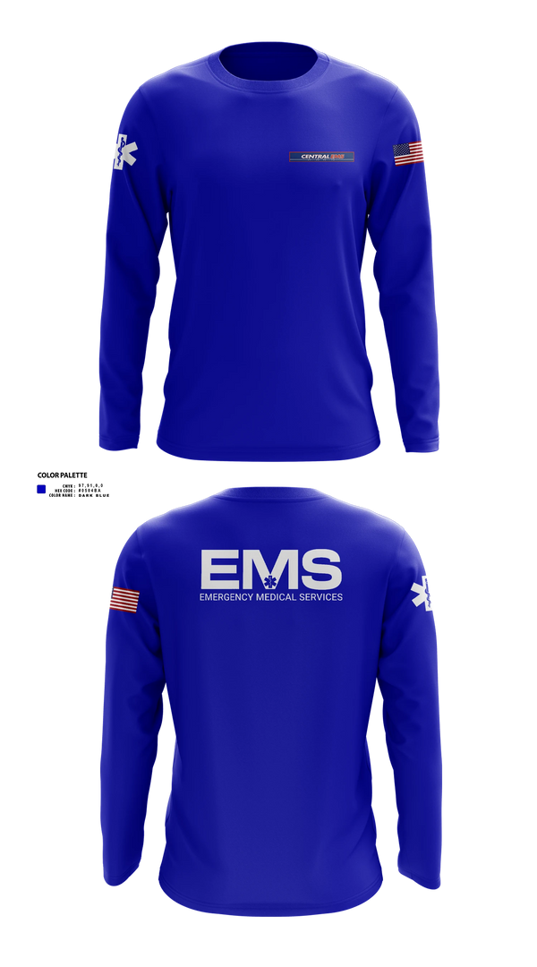 Long Sleeve Performance Shirt, Central EMS, EMS/EMT, Teamtime, Team time, sublimation, custom sports apparel, team uniforms, spirit wear, spiritwear, sports uniforms, custom shirts, team store, custom team store, fundraiser sports, apparel fundraiser