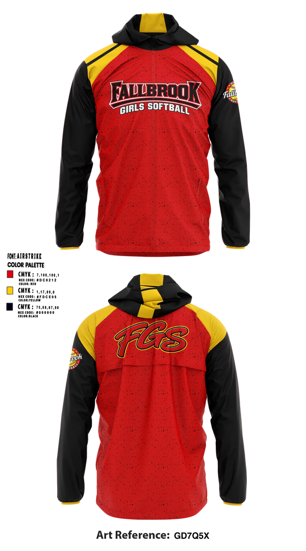 Windbreaker, Fallbrook girls softball, Softball, Teamtime, Team time, sublimation, custom sports apparel, team uniforms, spirit wear, spiritwear, sports uniforms, custom shirts, team store, custom team store, fundraiser sports, apparel fundraiser