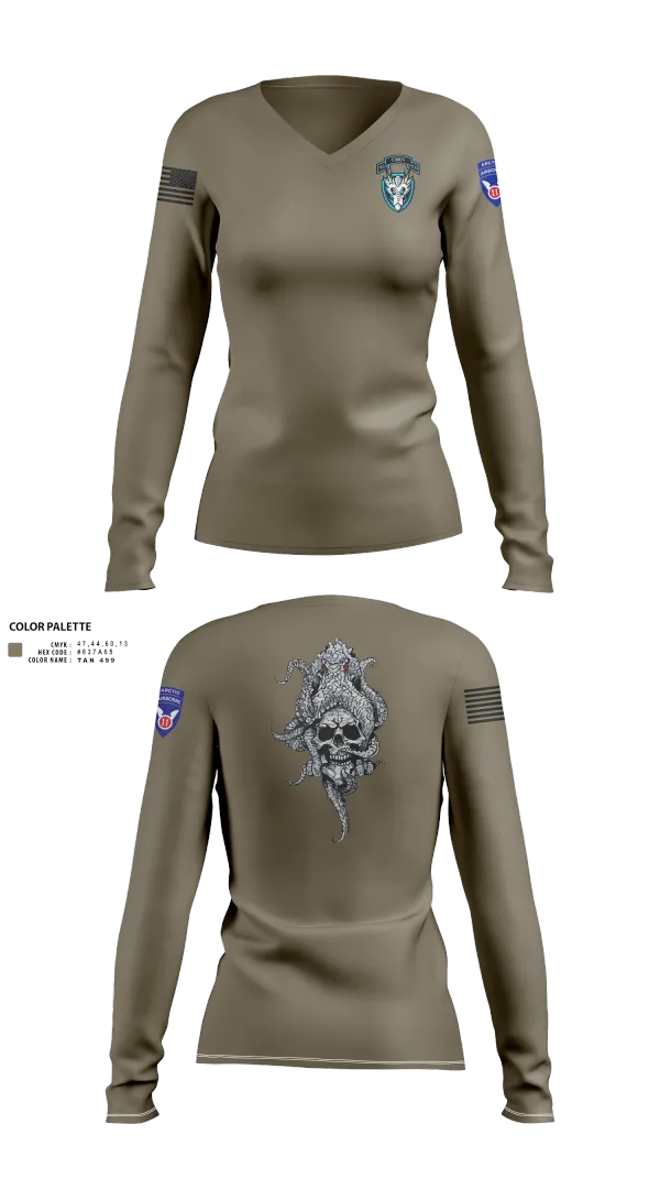 Womens Long Sleeve Vneck Shirt, , Army, Teamtime, Team time, sublimation, custom sports apparel, team uniforms, spirit wear, spiritwear, sports uniforms, custom shirts, team store, custom team store, fundraiser sports, apparel fundraiser