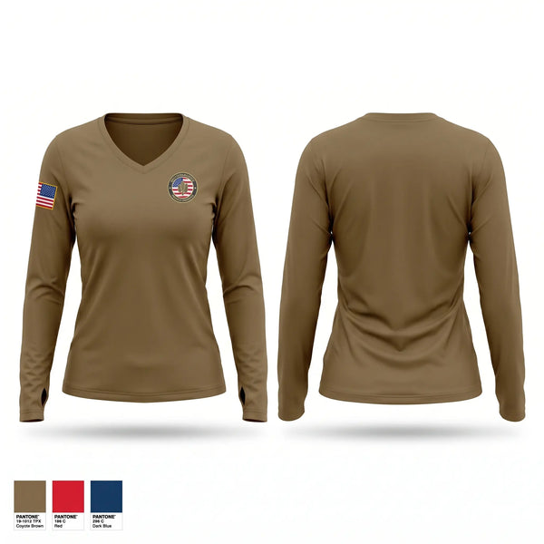 Womens Long Sleeve Vneck Shirt, 28th Infantry Division Association, Army, Teamtime, Team time, sublimation, custom sports apparel, team uniforms, spirit wear, spiritwear, sports uniforms, custom shirts, team store, custom team store, fundraiser sports, apparel fundraiser
