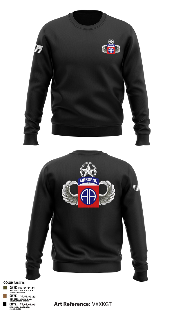 Crew Neck Sweatshirt, HHC 82nd ABN Division, , Teamtime, Team time, sublimation, custom sports apparel, team uniforms, spirit wear, spiritwear, sports uniforms, custom shirts, team store, custom team store, fundraiser sports, apparel fundraiser