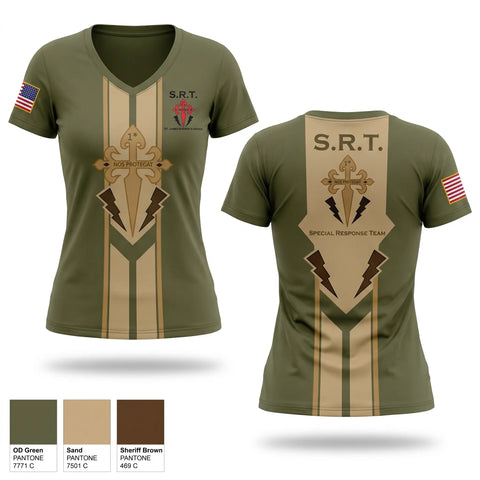 Womens Short Sleeve Vneck Shirt, St. James Parish Sheriff's Office SRT, Police, Teamtime, Team time, sublimation, custom sports apparel, team uniforms, spirit wear, spiritwear, sports uniforms, custom shirts, team store, custom team store, fundraiser sports, apparel fundraiser