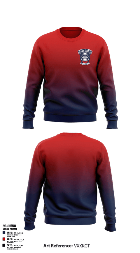 Crew Neck Sweatshirt, American Bulldogs, Softball, Teamtime, Team time, sublimation, custom sports apparel, team uniforms, spirit wear, spiritwear, sports uniforms, custom shirts, team store, custom team store, fundraiser sports, apparel fundraiser