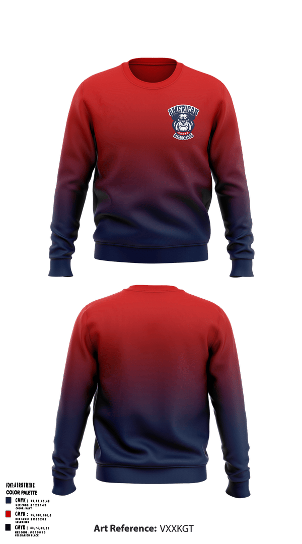 Crew Neck Sweatshirt, American Bulldogs, Softball, Teamtime, Team time, sublimation, custom sports apparel, team uniforms, spirit wear, spiritwear, sports uniforms, custom shirts, team store, custom team store, fundraiser sports, apparel fundraiser