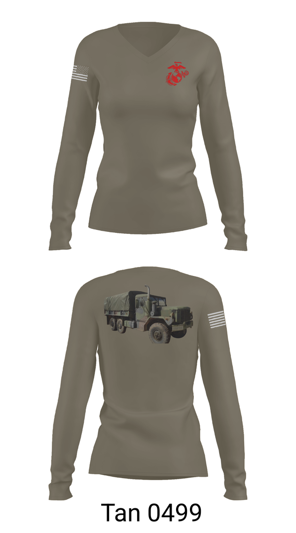 Womens Long Sleeve Vneck Shirt, H&S Battalion HQ CO Station Motor T, , Teamtime, Team time, sublimation, custom sports apparel, team uniforms, spirit wear, spiritwear, sports uniforms, custom shirts, team store, custom team store, fundraiser sports, apparel fundraiser