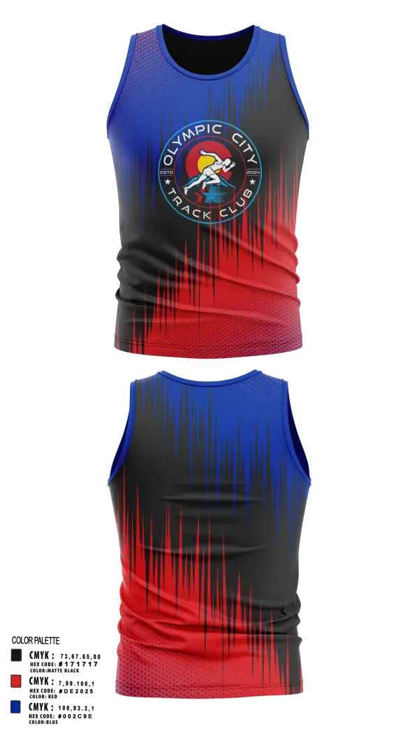 Tank Top, Olympic City Track Club, Track & Field, Teamtime, Team time, sublimation, custom sports apparel, team uniforms, spirit wear, spiritwear, sports uniforms, custom shirts, team store, custom team store, fundraiser sports, apparel fundraiser