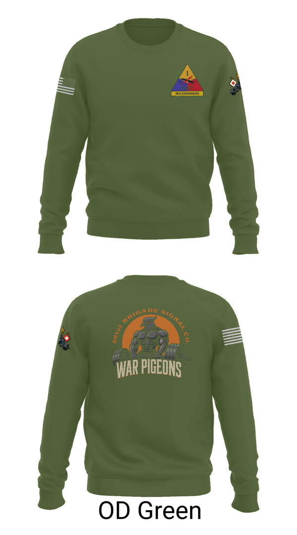 Crew Neck Sweatshirt, 261st War Pigeons, Army, Teamtime, Team time, sublimation, custom sports apparel, team uniforms, spirit wear, spiritwear, sports uniforms, custom shirts, team store, custom team store, fundraiser sports, apparel fundraiser