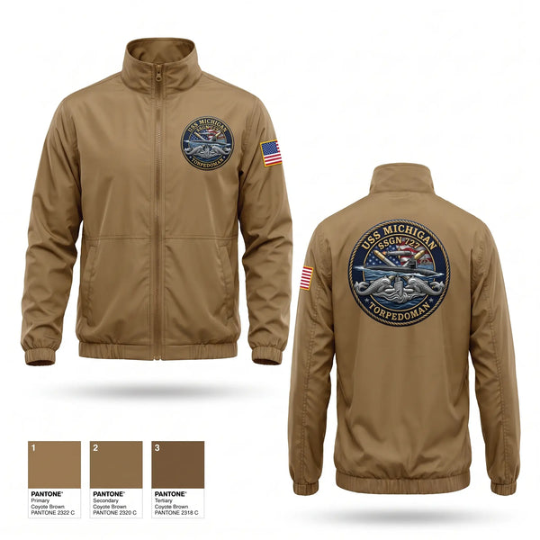 Windbreaker, USS Michigan TorpedoMan, Navy, Teamtime, Team time, sublimation, custom sports apparel, team uniforms, spirit wear, spiritwear, sports uniforms, custom shirts, team store, custom team store, fundraiser sports, apparel fundraiser