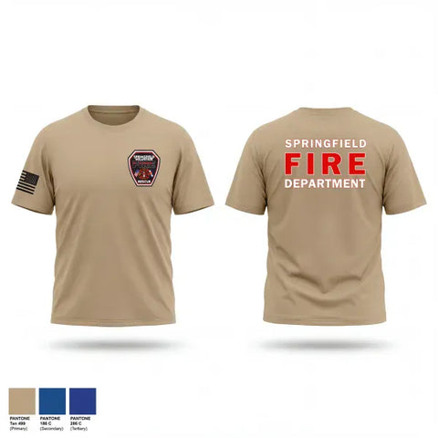Old School Cotton Feel Shirt, Springfield Volunteer Fire Dept., Fire Department, Teamtime, Team time, sublimation, custom sports apparel, team uniforms, spirit wear, spiritwear, sports uniforms, custom shirts, team store, custom team store, fundraiser sports, apparel fundraiser