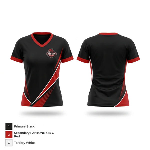 Womens Short Sleeve Vneck Shirt, Bay City Panthers, Softball, Teamtime, Team time, sublimation, custom sports apparel, team uniforms, spirit wear, spiritwear, sports uniforms, custom shirts, team store, custom team store, fundraiser sports, apparel fundraiser