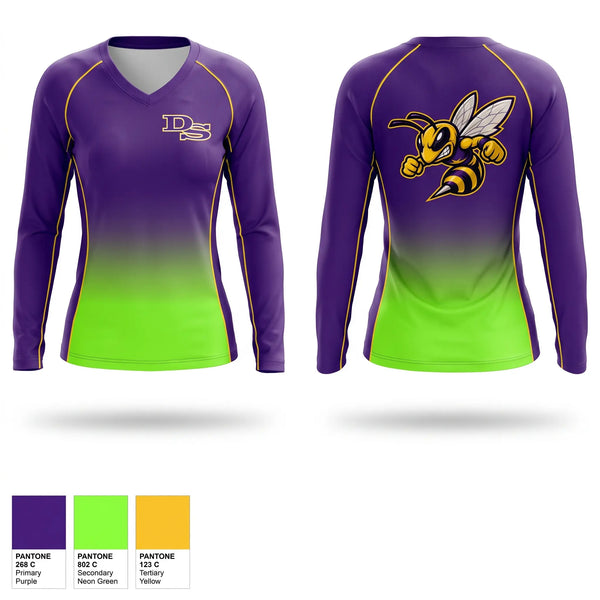 Womens Long Sleeve Vneck Shirt, Denham Springs, , Teamtime, Team time, sublimation, custom sports apparel, team uniforms, spirit wear, spiritwear, sports uniforms, custom shirts, team store, custom team store, fundraiser sports, apparel fundraiser