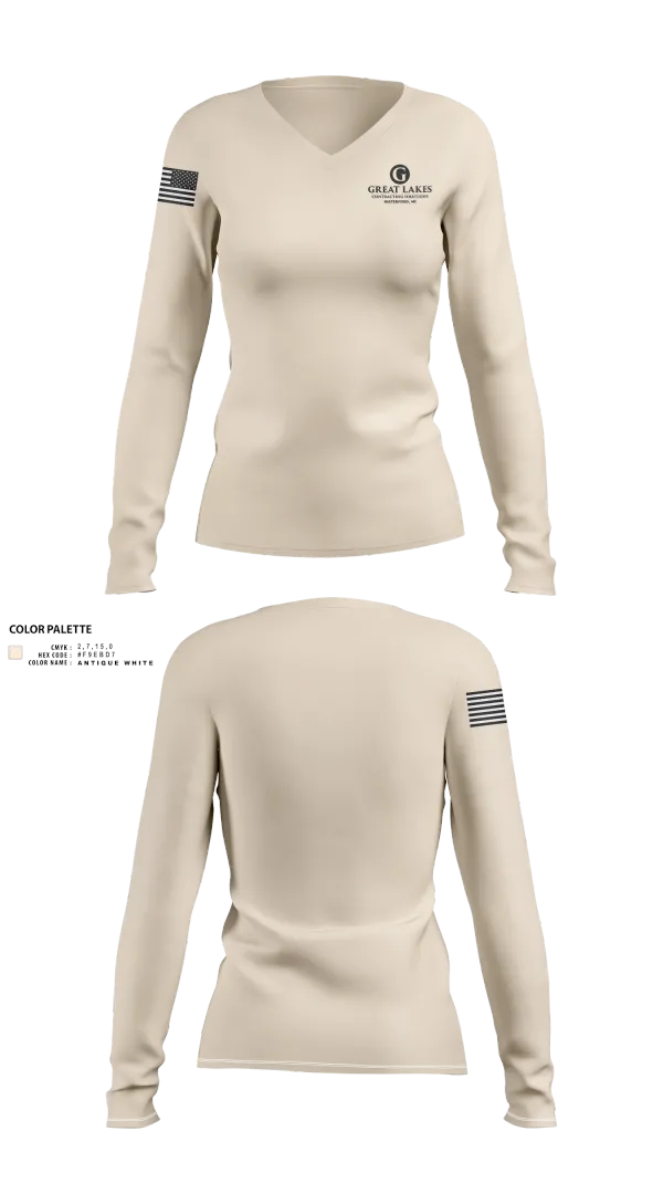 Womens Long Sleeve Vneck Shirt, Great Lakes Contracting Solutions LLC, , Teamtime, Team time, sublimation, custom sports apparel, team uniforms, spirit wear, spiritwear, sports uniforms, custom shirts, team store, custom team store, fundraiser sports, apparel fundraiser