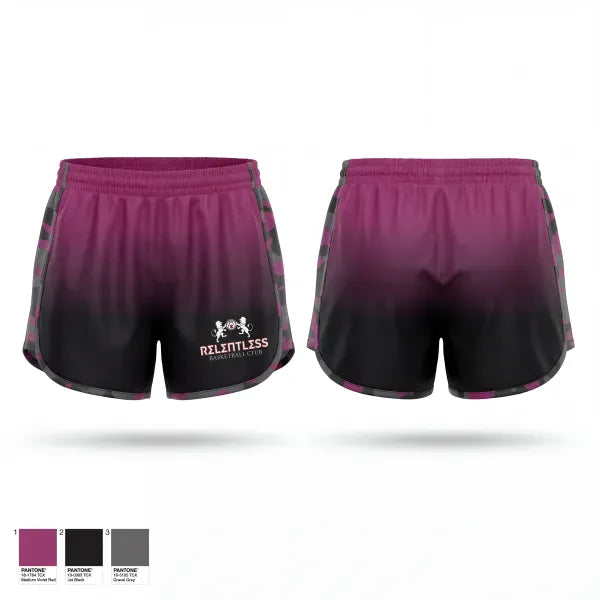 Womens Shorts, Relentless Basketball Club, Men's Basketball, Teamtime, Team time, sublimation, custom sports apparel, team uniforms, spirit wear, spiritwear, sports uniforms, custom shirts, team store, custom team store, fundraiser sports, apparel fundraiser