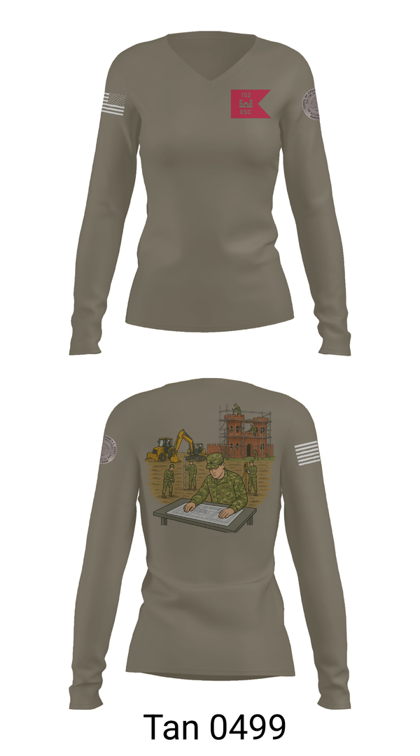 Womens Long Sleeve Vneck Shirt, 152, Army, Teamtime, Team time, sublimation, custom sports apparel, team uniforms, spirit wear, spiritwear, sports uniforms, custom shirts, team store, custom team store, fundraiser sports, apparel fundraiser