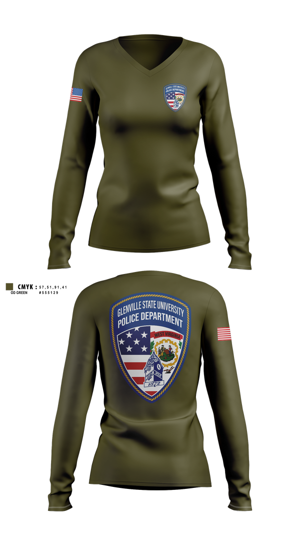 Womens Long Sleeve Vneck Shirt, Woodville State University Police Department, Police, Teamtime, Team time, sublimation, custom sports apparel, team uniforms, spirit wear, spiritwear, sports uniforms, custom shirts, team store, custom team store, fundraiser sports, apparel fundraiser
