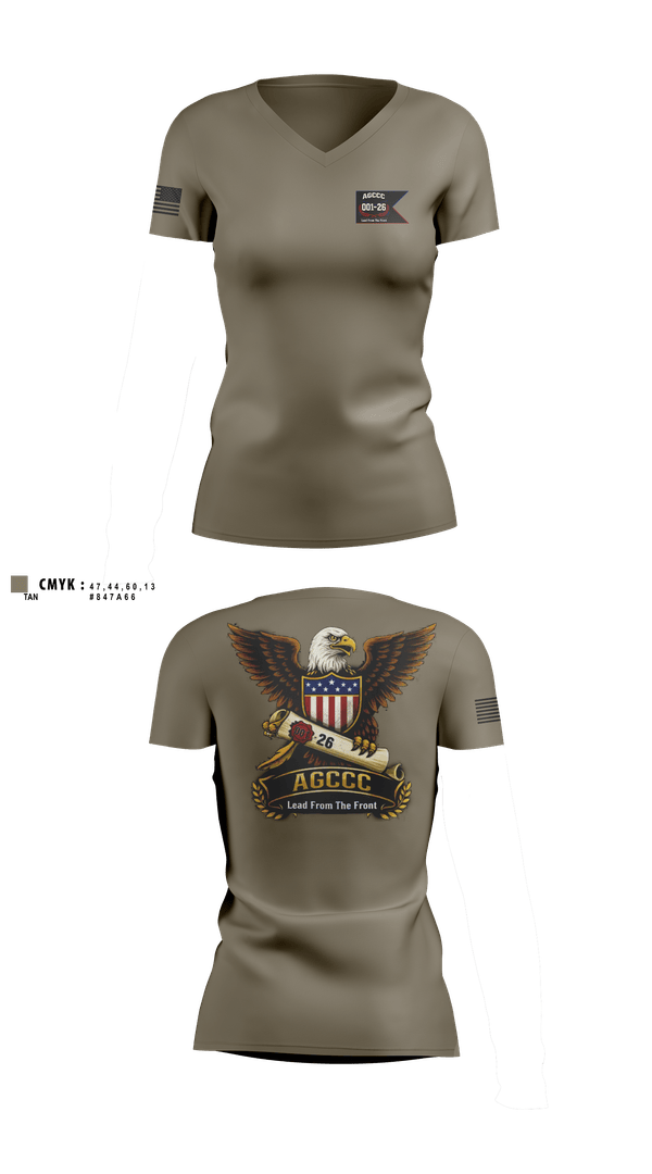 Womens Short Sleeve Vneck Shirt, AGCCC, 001-26, Army, Teamtime, Team time, sublimation, custom sports apparel, team uniforms, spirit wear, spiritwear, sports uniforms, custom shirts, team store, custom team store, fundraiser sports, apparel fundraiser