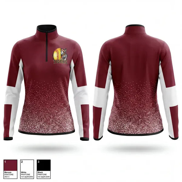 Quarter Zip Jacket, Pensacola High Lady Tigers, Softball, Teamtime, Team time, sublimation, custom sports apparel, team uniforms, spirit wear, spiritwear, sports uniforms, custom shirts, team store, custom team store, fundraiser sports, apparel fundraiser