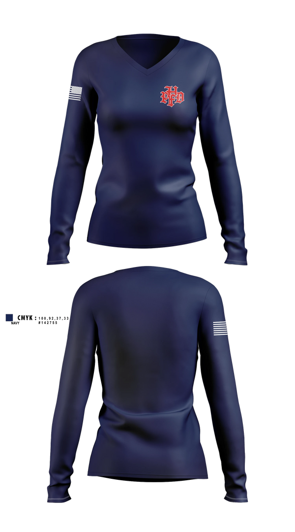 Womens Long Sleeve Vneck Shirt, Pleasant Hill Fire District, Fire Department, Teamtime, Team time, sublimation, custom sports apparel, team uniforms, spirit wear, spiritwear, sports uniforms, custom shirts, team store, custom team store, fundraiser sports, apparel fundraiser