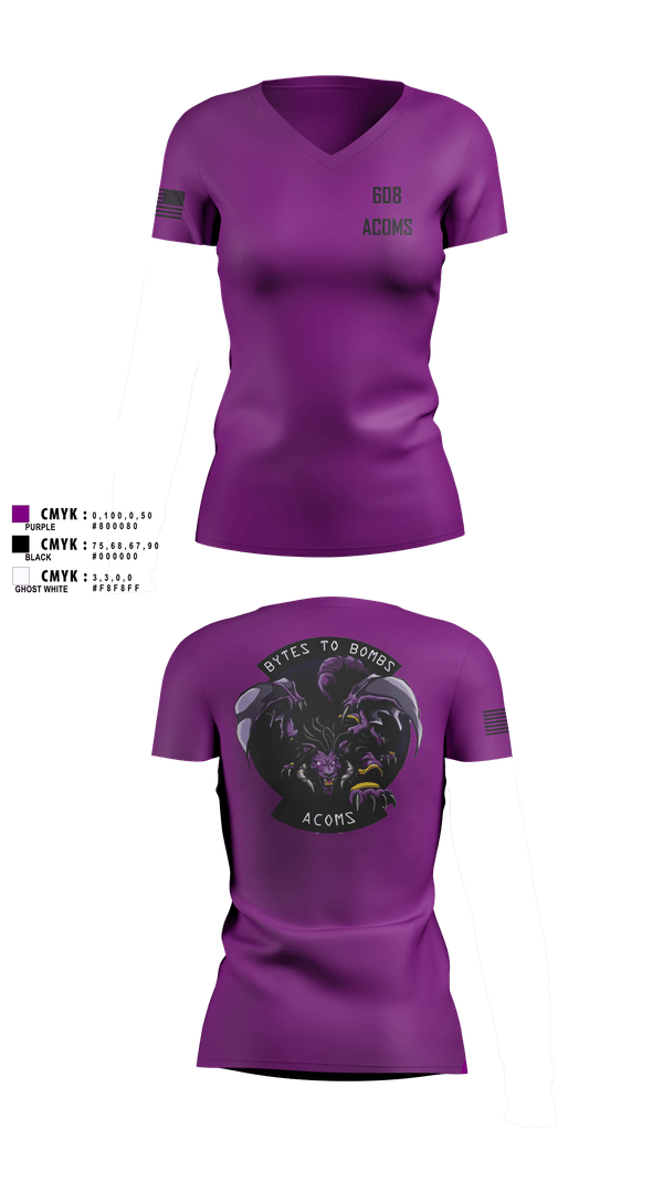 Womens Short Sleeve Vneck Shirt, 608 ACOMS, Air Force, Teamtime, Team time, sublimation, custom sports apparel, team uniforms, spirit wear, spiritwear, sports uniforms, custom shirts, team store, custom team store, fundraiser sports, apparel fundraiser