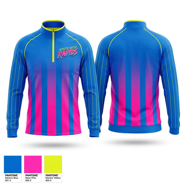 Quarter Zip Jacket, Mystic River Rapids, Baseball, Teamtime, Team time, sublimation, custom sports apparel, team uniforms, spirit wear, spiritwear, sports uniforms, custom shirts, team store, custom team store, fundraiser sports, apparel fundraiser