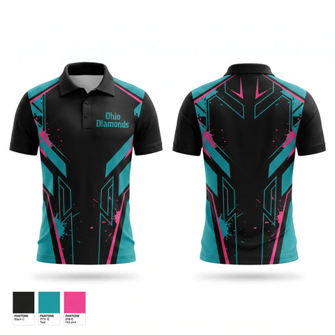 Short Sleeve Performance Polo, Ohio Diamonds, Softball, Teamtime, Team time, sublimation, custom sports apparel, team uniforms, spirit wear, spiritwear, sports uniforms, custom shirts, team store, custom team store, fundraiser sports, apparel fundraiser