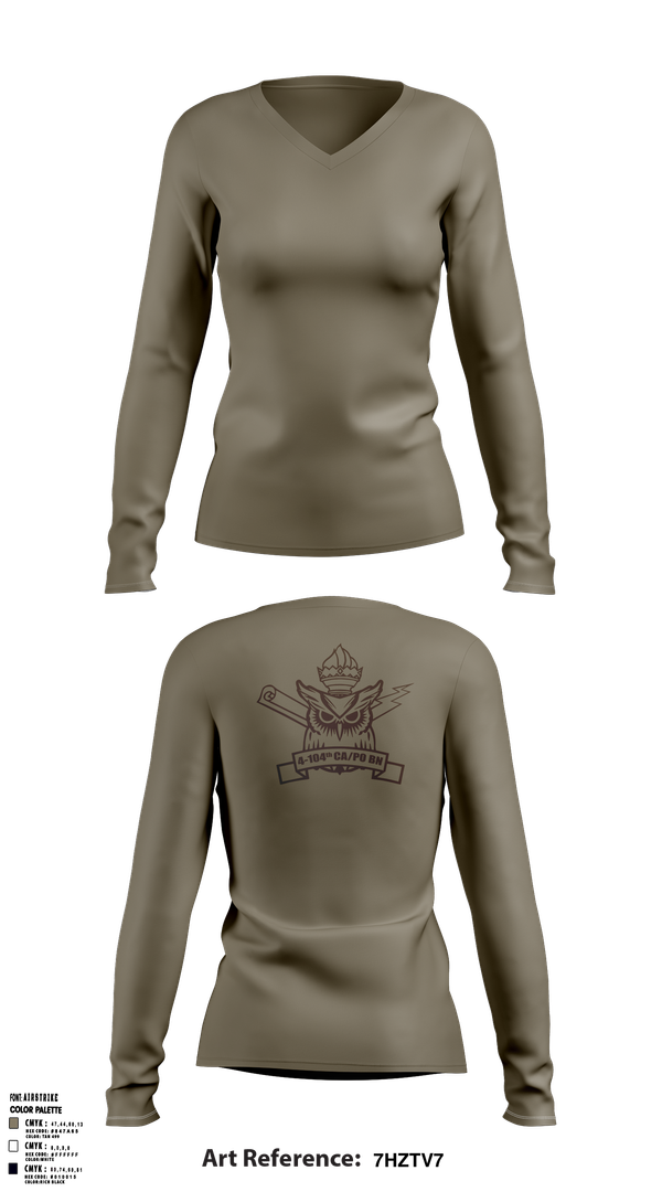 Womens Long Sleeve Vneck Shirt, 4th/104th BN (CA/PO), , Teamtime, Team time, sublimation, custom sports apparel, team uniforms, spirit wear, spiritwear, sports uniforms, custom shirts, team store, custom team store, fundraiser sports, apparel fundraiser
