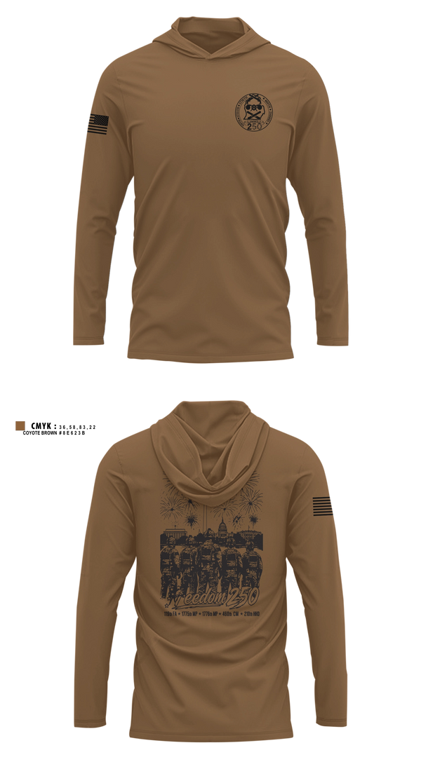 Long Sleeve hooded sunshirt, 460 Chemical Company, National Guard, Teamtime, Team time, sublimation, custom sports apparel, team uniforms, spirit wear, spiritwear, sports uniforms, custom shirts, team store, custom team store, fundraiser sports, apparel fundraiser