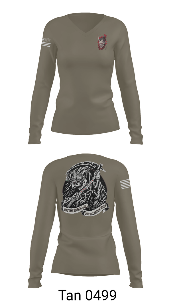 Womens Long Sleeve Vneck Shirt, , Army, Teamtime, Team time, sublimation, custom sports apparel, team uniforms, spirit wear, spiritwear, sports uniforms, custom shirts, team store, custom team store, fundraiser sports, apparel fundraiser