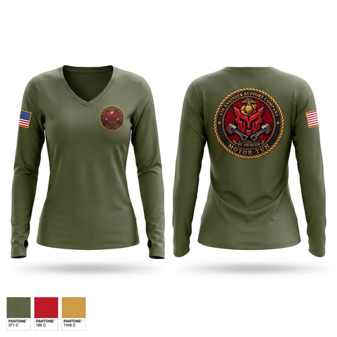 Womens Long Sleeve Vneck Shirt, 6th Engineer support company, Marines, Teamtime, Team time, sublimation, custom sports apparel, team uniforms, spirit wear, spiritwear, sports uniforms, custom shirts, team store, custom team store, fundraiser sports, apparel fundraiser