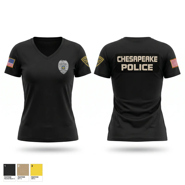 Womens Short Sleeve Vneck Shirt, Chesapeake Police, Police, Teamtime, Team time, sublimation, custom sports apparel, team uniforms, spirit wear, spiritwear, sports uniforms, custom shirts, team store, custom team store, fundraiser sports, apparel fundraiser