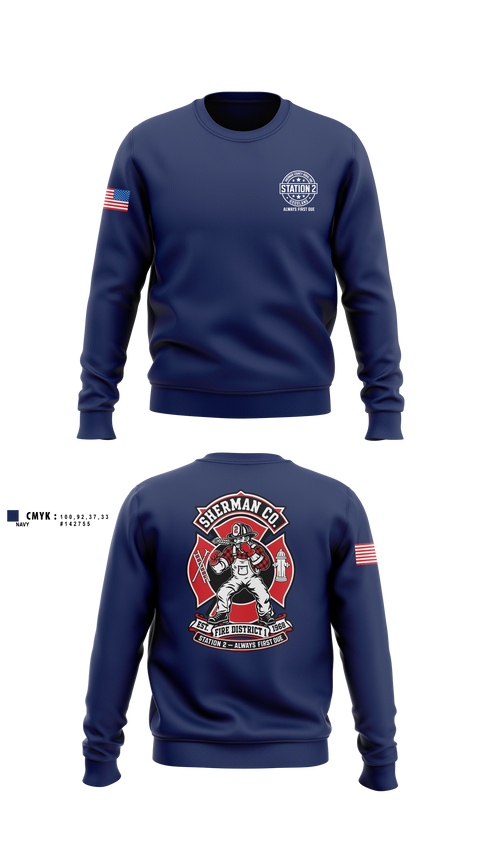 Crew Neck Sweatshirt, Sherman County Fire District 1, Fire Department, Teamtime, Team time, sublimation, custom sports apparel, team uniforms, spirit wear, spiritwear, sports uniforms, custom shirts, team store, custom team store, fundraiser sports, apparel fundraiser