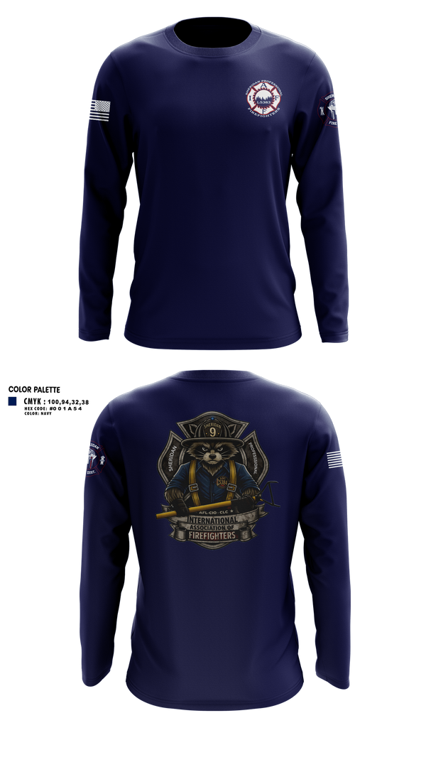 Long Sleeve Performance Shirt, Sheridan fire district, Fire Department, Teamtime, Team time, sublimation, custom sports apparel, team uniforms, spirit wear, spiritwear, sports uniforms, custom shirts, team store, custom team store, fundraiser sports, apparel fundraiser