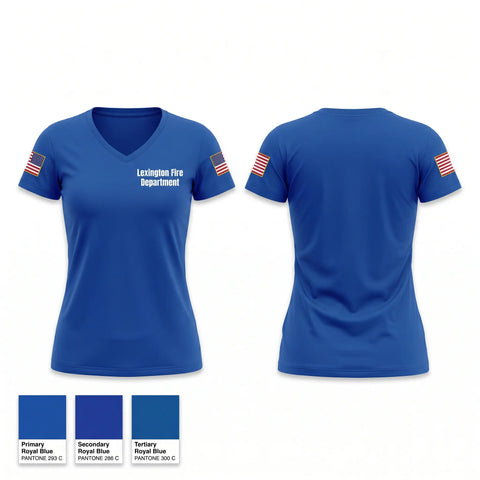 Womens Short Sleeve Vneck Shirt, Lexington Fire Department, Fire Department, Teamtime, Team time, sublimation, custom sports apparel, team uniforms, spirit wear, spiritwear, sports uniforms, custom shirts, team store, custom team store, fundraiser sports, apparel fundraiser