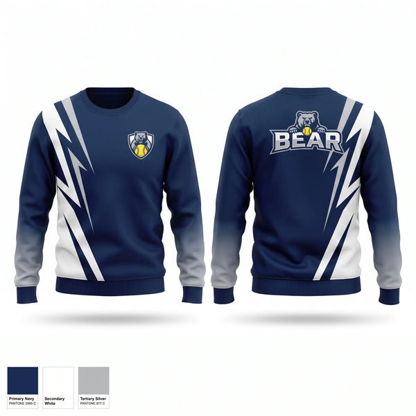 Crew Neck Sweatshirt, The Bear, Softball, Teamtime, Team time, sublimation, custom sports apparel, team uniforms, spirit wear, spiritwear, sports uniforms, custom shirts, team store, custom team store, fundraiser sports, apparel fundraiser