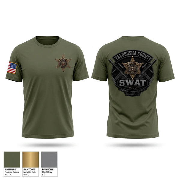 Old School Cotton Feel Shirt, Yalobusha County SWAT, Police, Teamtime, Team time, sublimation, custom sports apparel, team uniforms, spirit wear, spiritwear, sports uniforms, custom shirts, team store, custom team store, fundraiser sports, apparel fundraiser