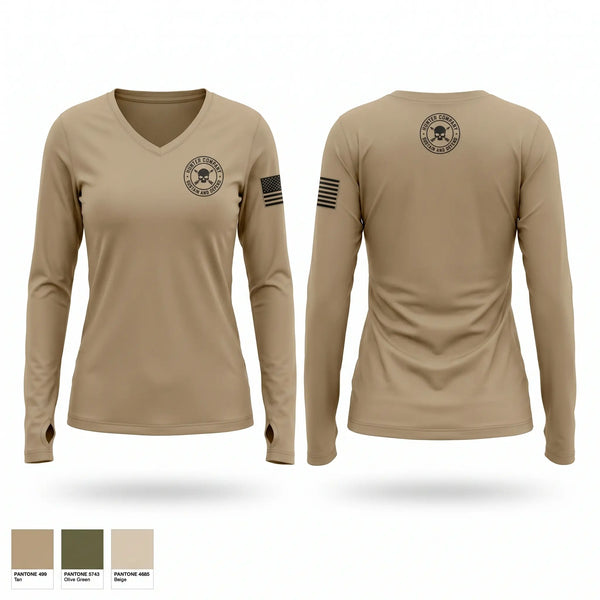Womens Long Sleeve Vneck Shirt, H Co 148th BSB, National Guard, Teamtime, Team time, sublimation, custom sports apparel, team uniforms, spirit wear, spiritwear, sports uniforms, custom shirts, team store, custom team store, fundraiser sports, apparel fundraiser