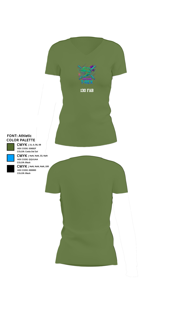 Womens Short Sleeve Vneck Shirt, 130 FAB, Army, Teamtime, Team time, sublimation, custom sports apparel, team uniforms, spirit wear, spiritwear, sports uniforms, custom shirts, team store, custom team store, fundraiser sports, apparel fundraiser