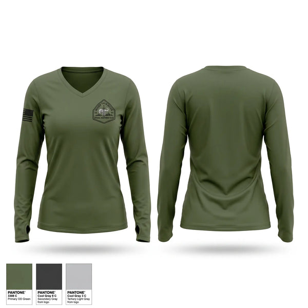 Womens Long Sleeve Vneck Shirt, Denver Special Response Team, Police, Teamtime, Team time, sublimation, custom sports apparel, team uniforms, spirit wear, spiritwear, sports uniforms, custom shirts, team store, custom team store, fundraiser sports, apparel fundraiser